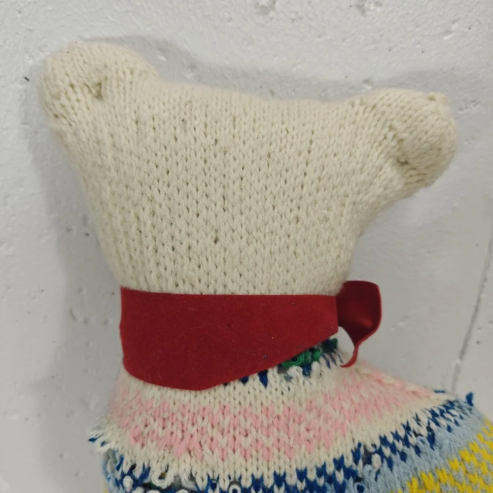 VTG Homemade Knitted‎ Cat Doll Pillow